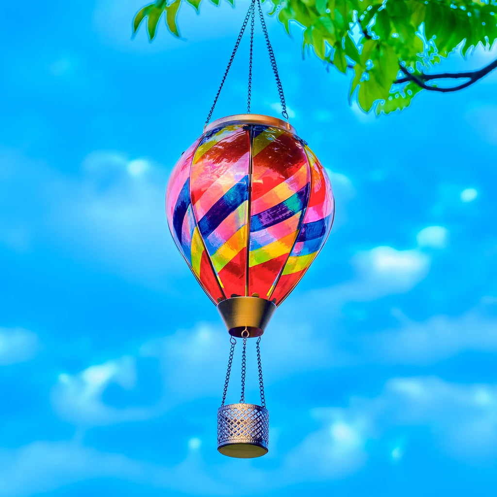outdoor hot air balloon solar lantern lighting backyard and patio decor ideas