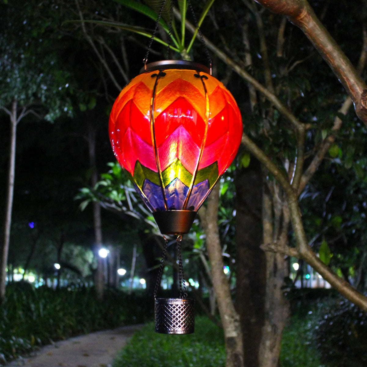 colorful rainbow solar balloon lantern perfect for backyard decoration 